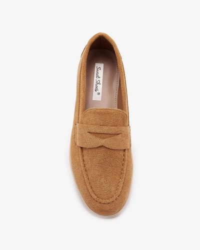 Women's eco-suede moccasins in camel color Daffer- Footwear