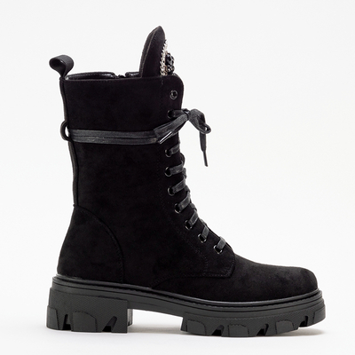 Black women's ankle boots workery eco-suede Moxo - Footwear