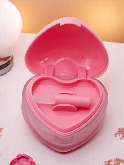 2-vienā Lūpu krāsa un vaigu sārtums sirds formas burciņā Roze