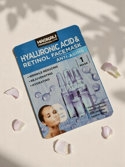 Haokali - Face mask with hyaluronic acid and retinol - moisturizes, revitalizes, and reduces wrinkles