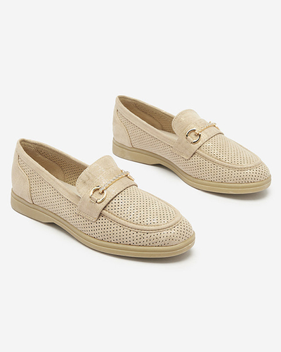Women's moccasins with ornament in beige Ziragge- Footwear