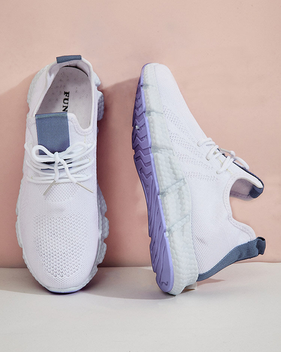 White and blue Baym women's sports shoes - Footwear