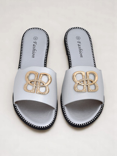 Royalfashion Женские шлепанцы на плоской подошве Aura Gold