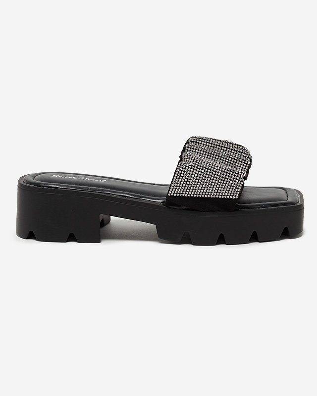 Black women's flip-flops with zircons Emkoy - Footwear