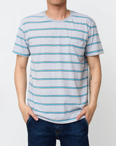Gray Men's Cotton Striped T-shirt - Clothing