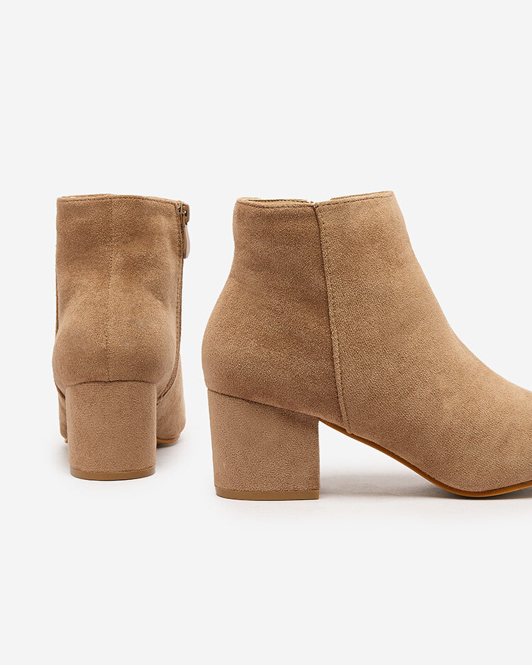 Royalfashion Light brown women's low stiletto boots Referra