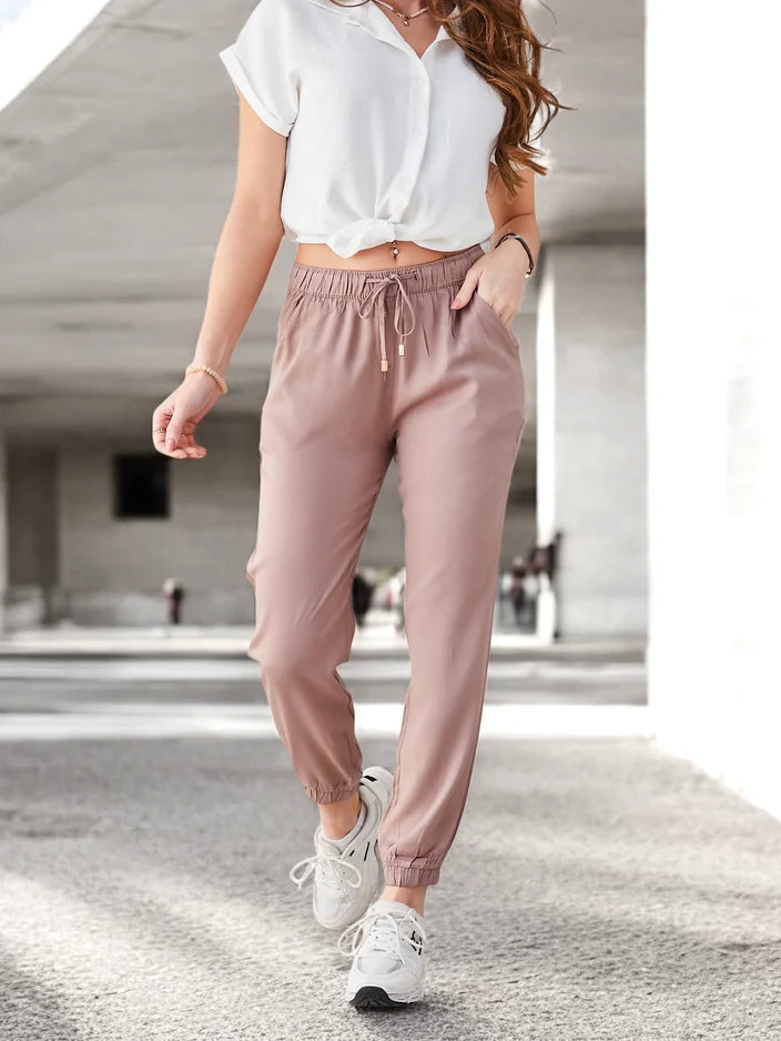 Pantaloni in Eleganza Lyocell Marrone