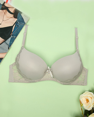 Smooth women's lace bra in gray - Underwear
