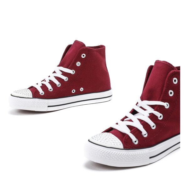 Bordowe trampki z cyrkoniami Zion- Obuwie