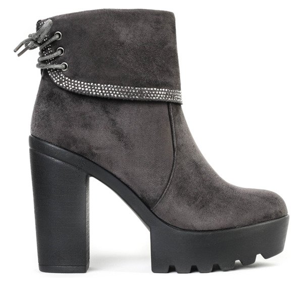 Szare botki na wysokim słupku Rashel - Obuwie