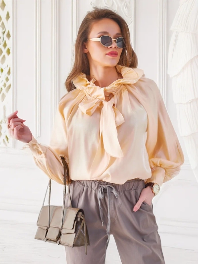 Royalfashion Сияющая женская рубашка с декоративным воротником