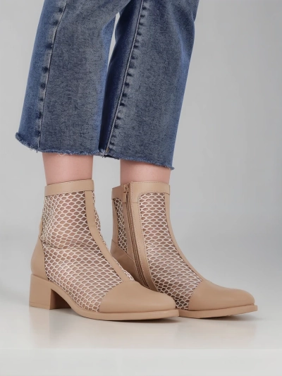 Royalfashion Women's Openwork Ankle Boots on Low Heel Rowices