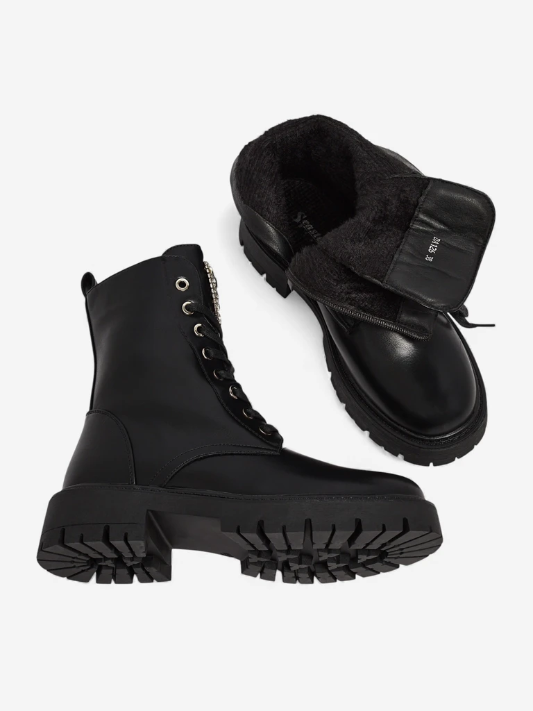 Luna Women's Black Leather Elegant Autumn Boots