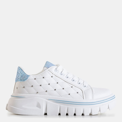 White women's sneakers with a blue glitter insert Yemen - Footwear