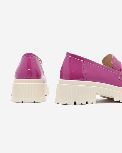Fuchsia lacquered moccasins for women Noppel - Footwear