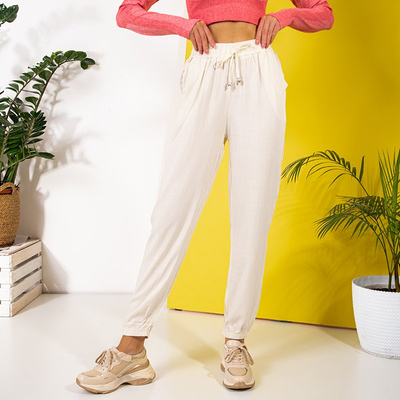 Cream women's joggers - Clothing