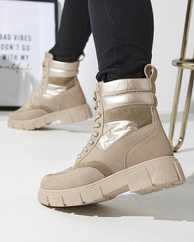 OUTLET Light brown women's uninsulated trapper boots Kasemi - Footwear