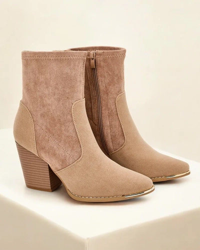 Royalfashion Women's eco-suede ankle boots on a post Gris