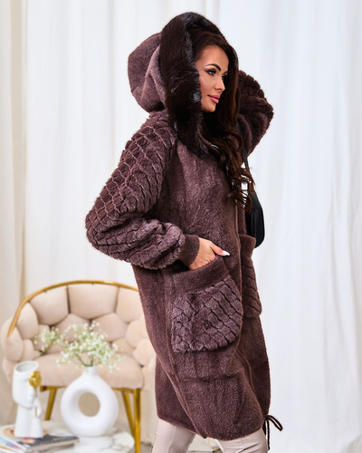 Royalfashion Brown Women's Imitation Fur Coat