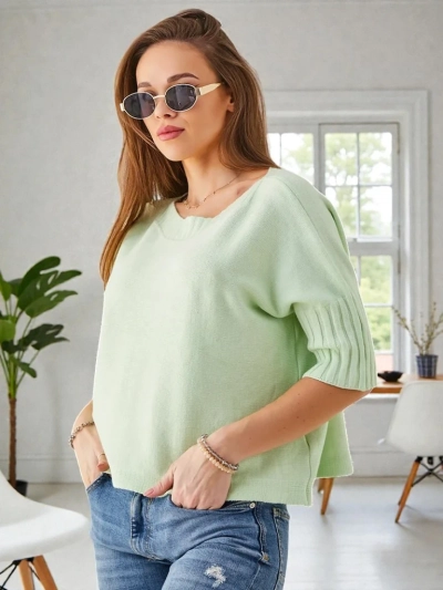 Royalfashion Sieviešu viskozes džemperis ar īsām piedurknēm