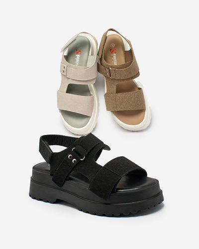 Royalfashion Dark brown women's sandals on a solid sole Rederis