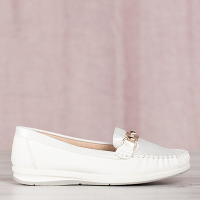 White loafers with gold decoration Dendi - Shoes 1