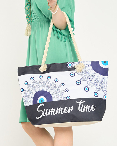 Black and white women's patterned beach bag - Accessories