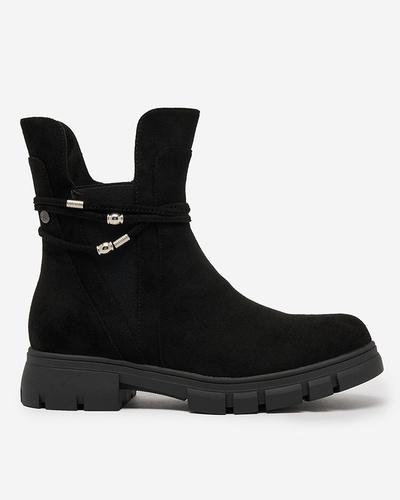 Royalfashion Black women's boots with decorative strap Dafflo