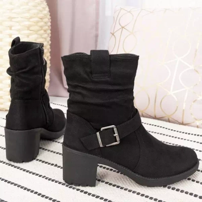 Black ankle boots on a high post Nusha - Footwear