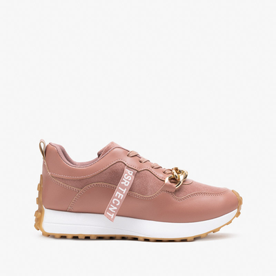 Pink women's sports shoes with a gold chain Nerika - Footwear