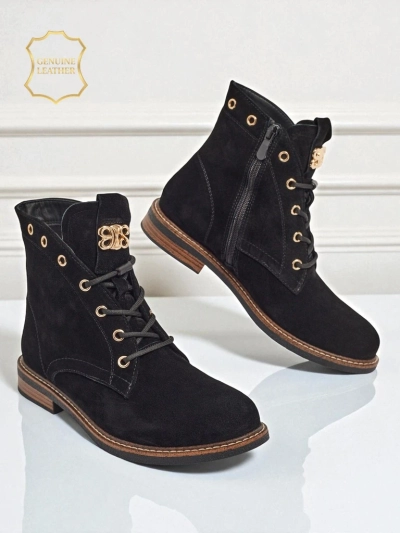 Ботинки женские Aurelia Romano из натуральной замши – коричневые, с мехом