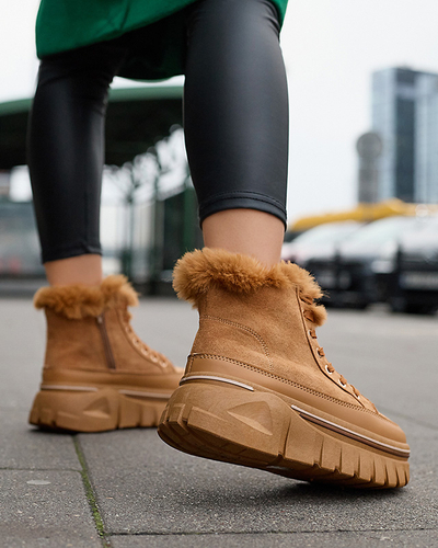 Women's platform lace-up snow boots in camel Neatesa - Footwear