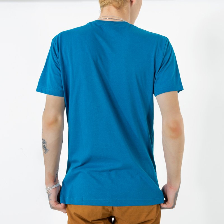 Blue cotton men's t-shirt with the inscription - Clothing