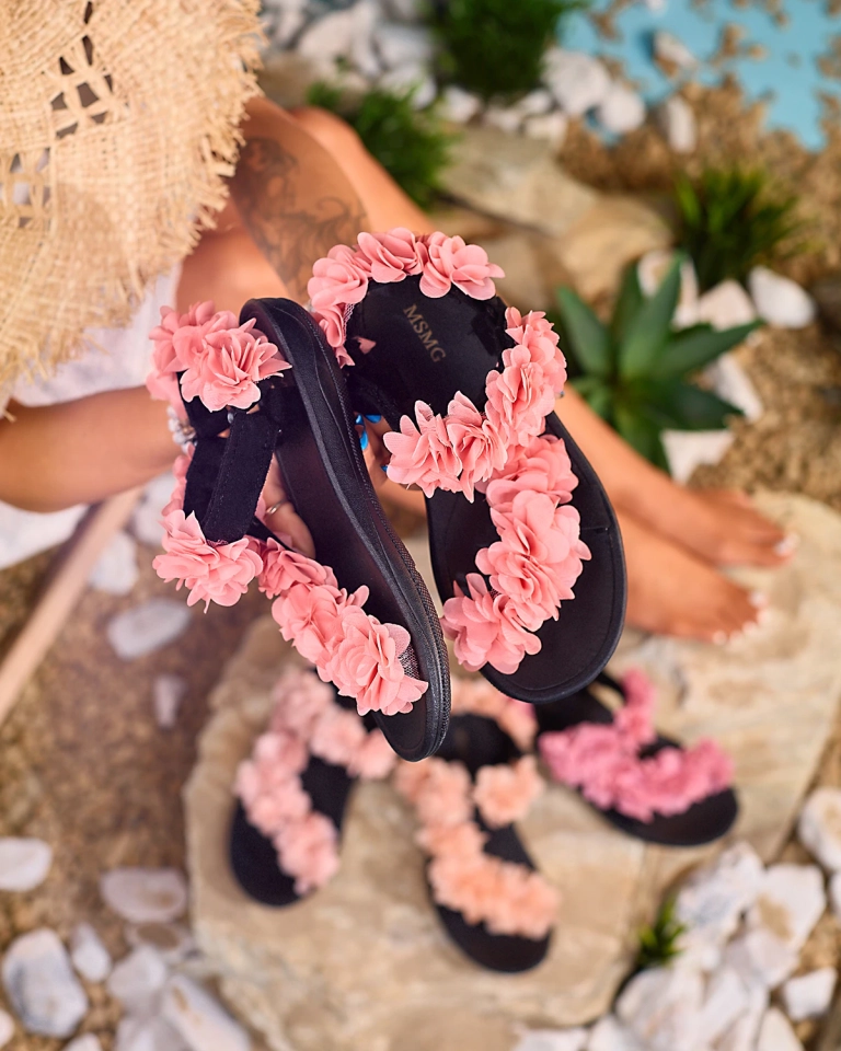 Royalfashion Coral women's sandals with flowers Alferroy