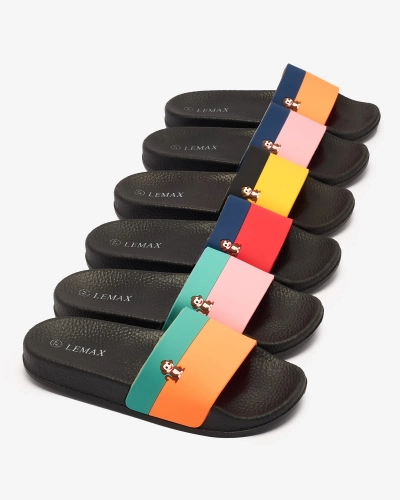 Royalfashion Yellow and black women's rubber flip-flops Lierigs