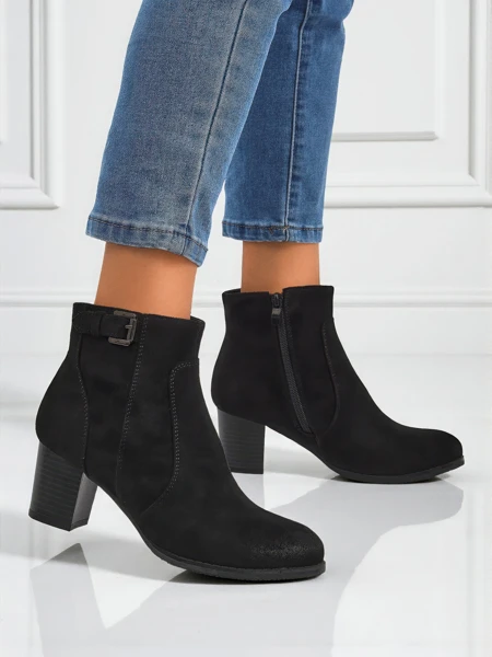 Women's eco-suede heeled ankle boots Crimson Dusk