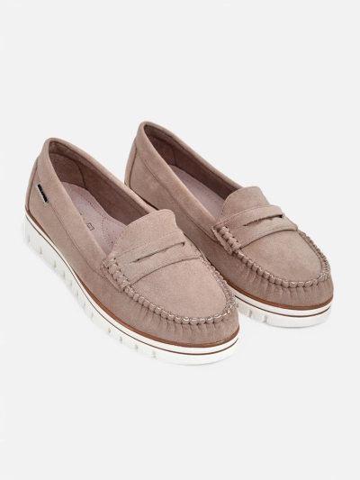Luna Elegance of Beige Eco-Leather Moccasins