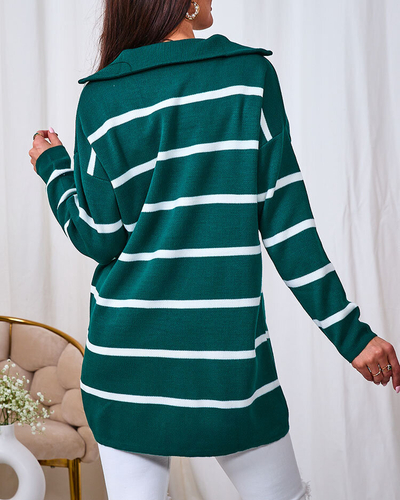 Royalfashion Women's green sweater with unbuttoned turtleneck