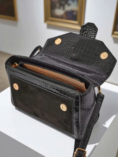 Женская сумка Cassia Nero классическая черная экокожа замшевая стильная