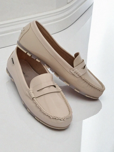 Beige Kallista Women's Loafers - Premium Suede Ecological Leather