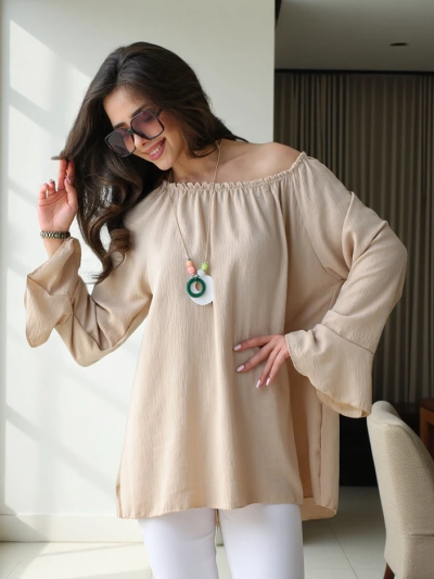 Royalfashion Sieviešu blūze bez pleciem ar volāniem