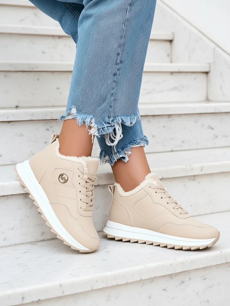 Royalfashion Beige Women's Insulated Sports Shoes Lahho