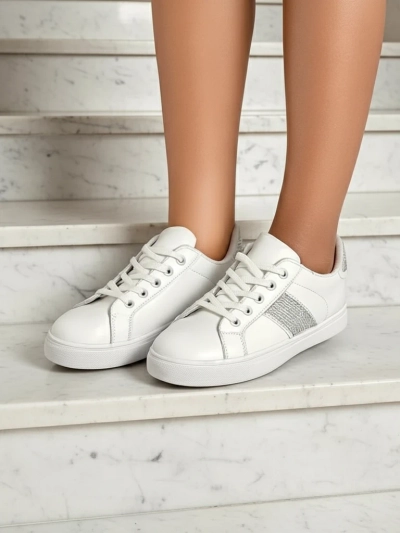 Luminosa White Eco-Leather Sneakers