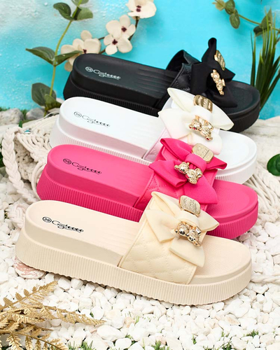 Royalfashion Women's quilted flip-flops with decorative bow Nelmi