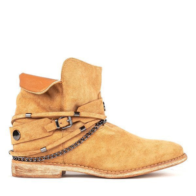 Коричневые ковбойские сапоги на салемской танкетке - Обувь