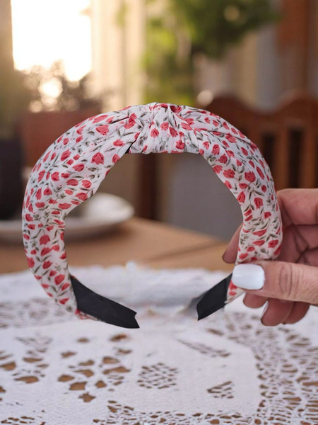 Royalfashion matu lenta ar bantīti ziedu rakstā Lilia