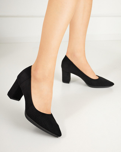 OUTLET Ladies' black openwork pumps on the Kalirso post - Footwear