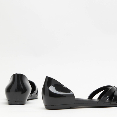 Royalfashion Черные резиновые женские балерины Favoli