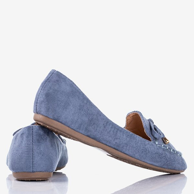Blue loafers with a bow Petronella - Footwear 1
