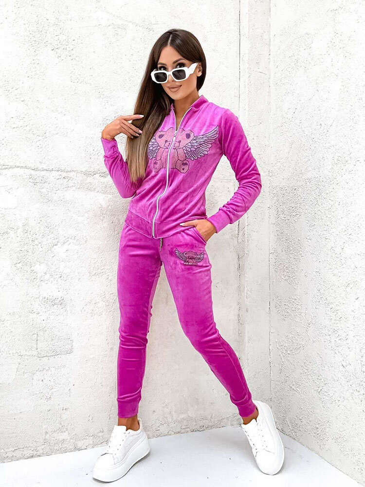 Royalfashion Gray women's striped sweatshirt set